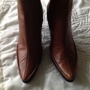 Brown Leather Mid-Calf/Ankle Boot 3" Heels